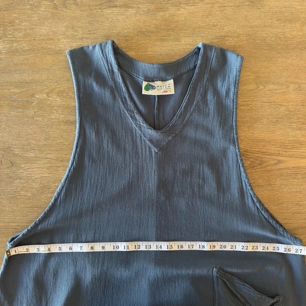 Water Sister Dry Goods Adele V-neck Boho Dress-Asymmetric Cotton Midi-Blue-Sz 40 - Picture 15 of 16